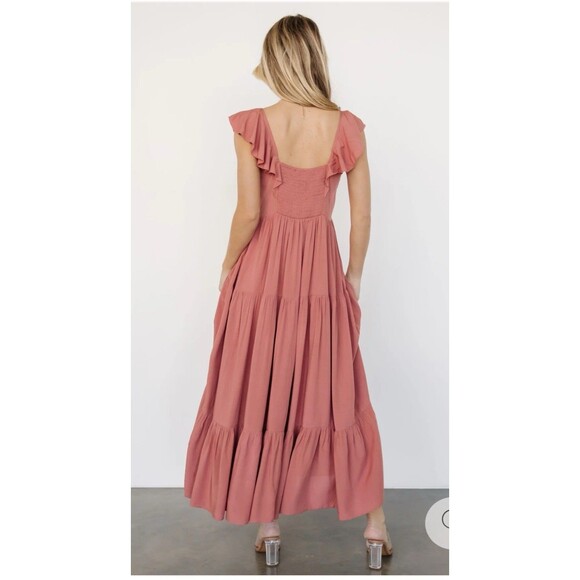 BALTIC BORN Ellie Ruffle Top Dress Medium Terracotta Mauve NEW Casual Pockets - Picture 6 of 12